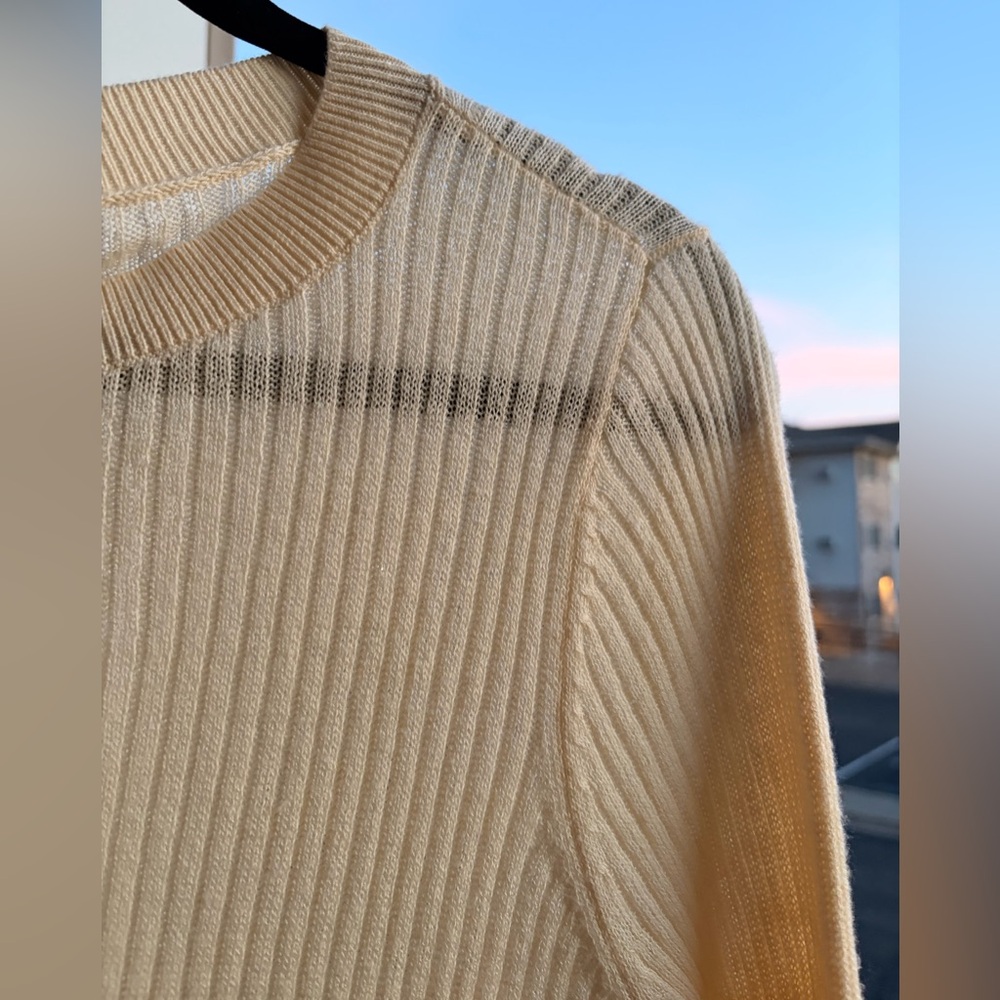 🆕🌾Treasure & Bond Ribbed Sweater XS Cream Stretch Soft Knit Top Minimalist $59 - Picture 6 of 13